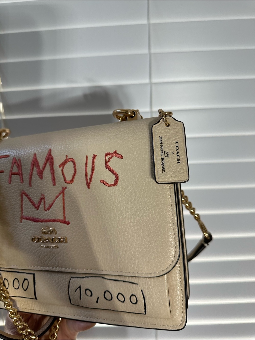 Coach X Jean-Michel Basquiat Klare 21 Leather Shoulder Bag with Gold Chain - Picture 6 of 9